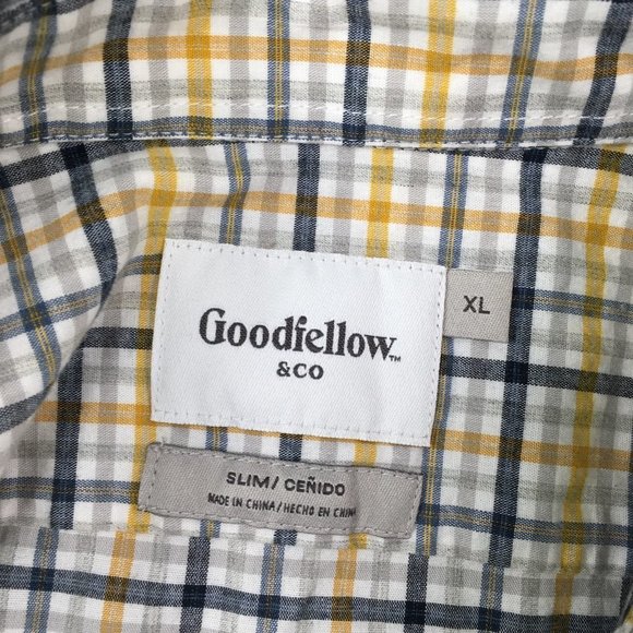 Goodiellow & Co Mens Button Down Shirt Extra Large Gray Yellow White Plaid #0064 - Picture 11 of 11